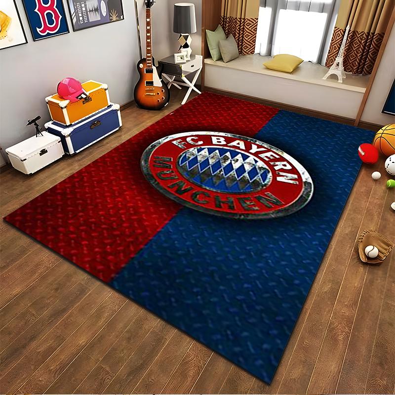 "FC Bayern Munich Logo Carpet, Red and Blue Background Design" Suitable for Use As an Anti-slip for Living Room Bedroom Sofas