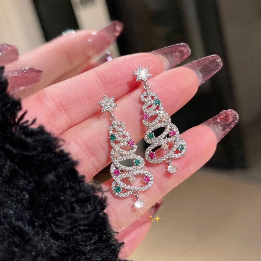 Shiny Christmas Drop Earrings Alloy Ear Studs New Stud Earrings  Beauty