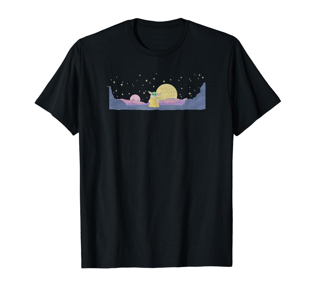 STAR WARS The Mandalorian Grogu Double Sunset Landscape T-Shirt