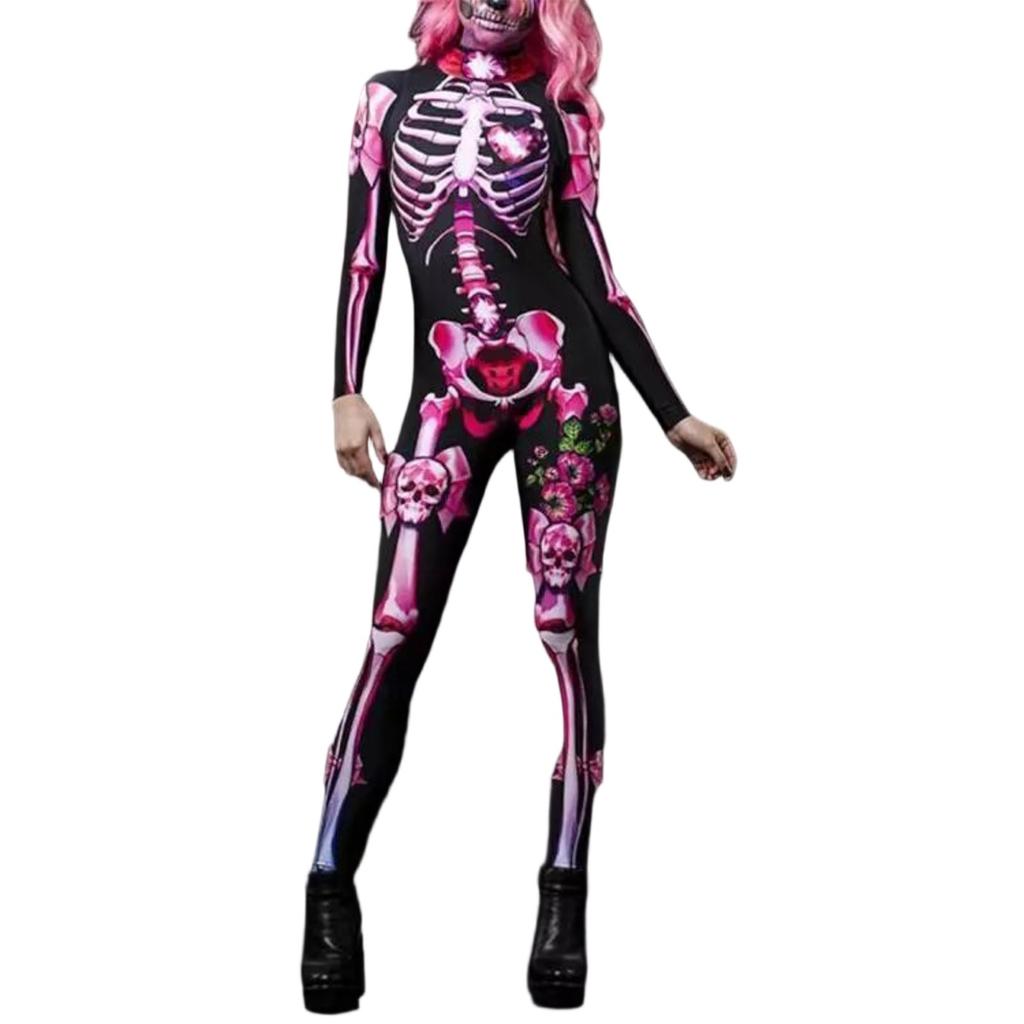 

Halloween skull bone print Jumpsuit XXXXXL розовый
