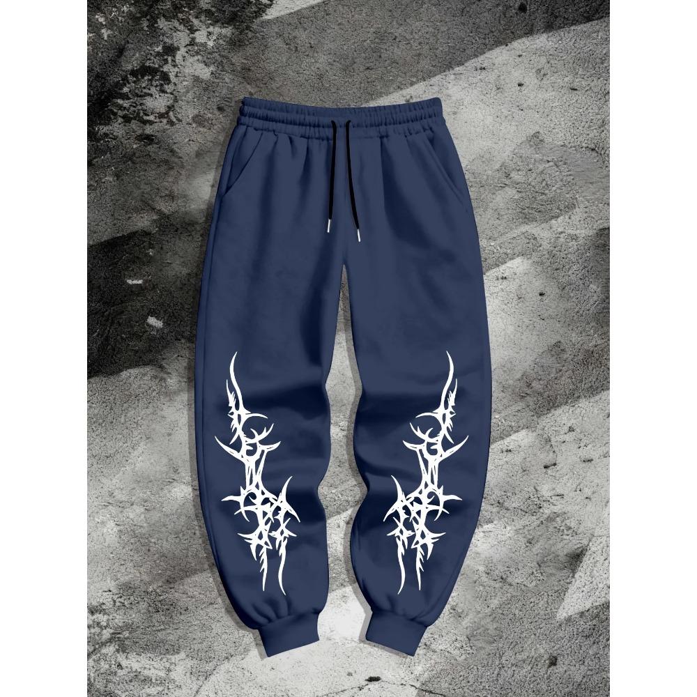Mens Sweatpants Sports and Streetwear Loose Casual Pant Drawstring Men Printed Pant