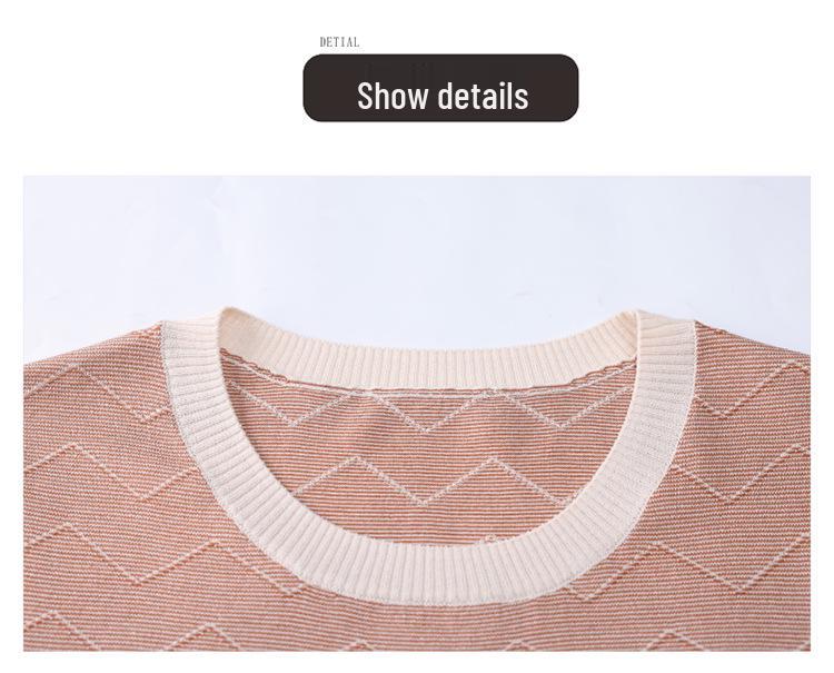 Stylish Ice Silk Short-Sleeve Knit Top for Middle-Aged Women