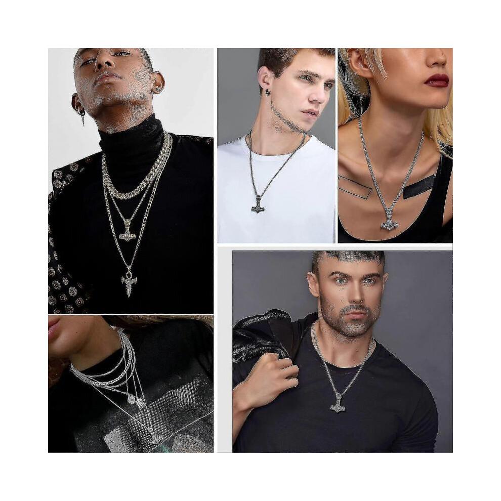 Men Amulet Necklace-thor's Hammer Pendant with Chain, 55+5cm Adjustable, Jewelry -stainless Steel