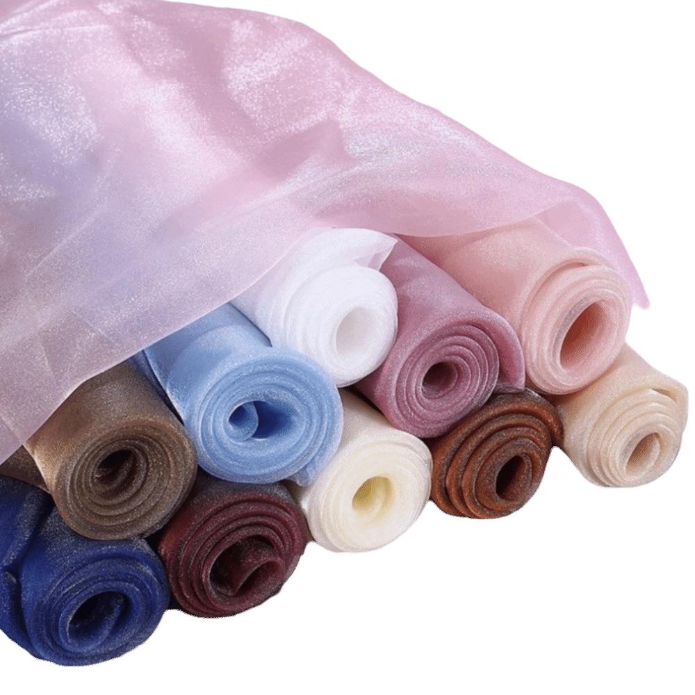 Mjuk tyll 100*140cm Fluorescerande organzatyger Glitterorganza Tyg Scen Bröllopsdekor