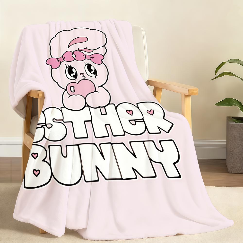 Kawaii Cute E Esther B BunnyS Cartoon Blanket For Soft Throw Blanket for Picnic Bed Sofa Home Bedroom Cozy Warm Comfortable