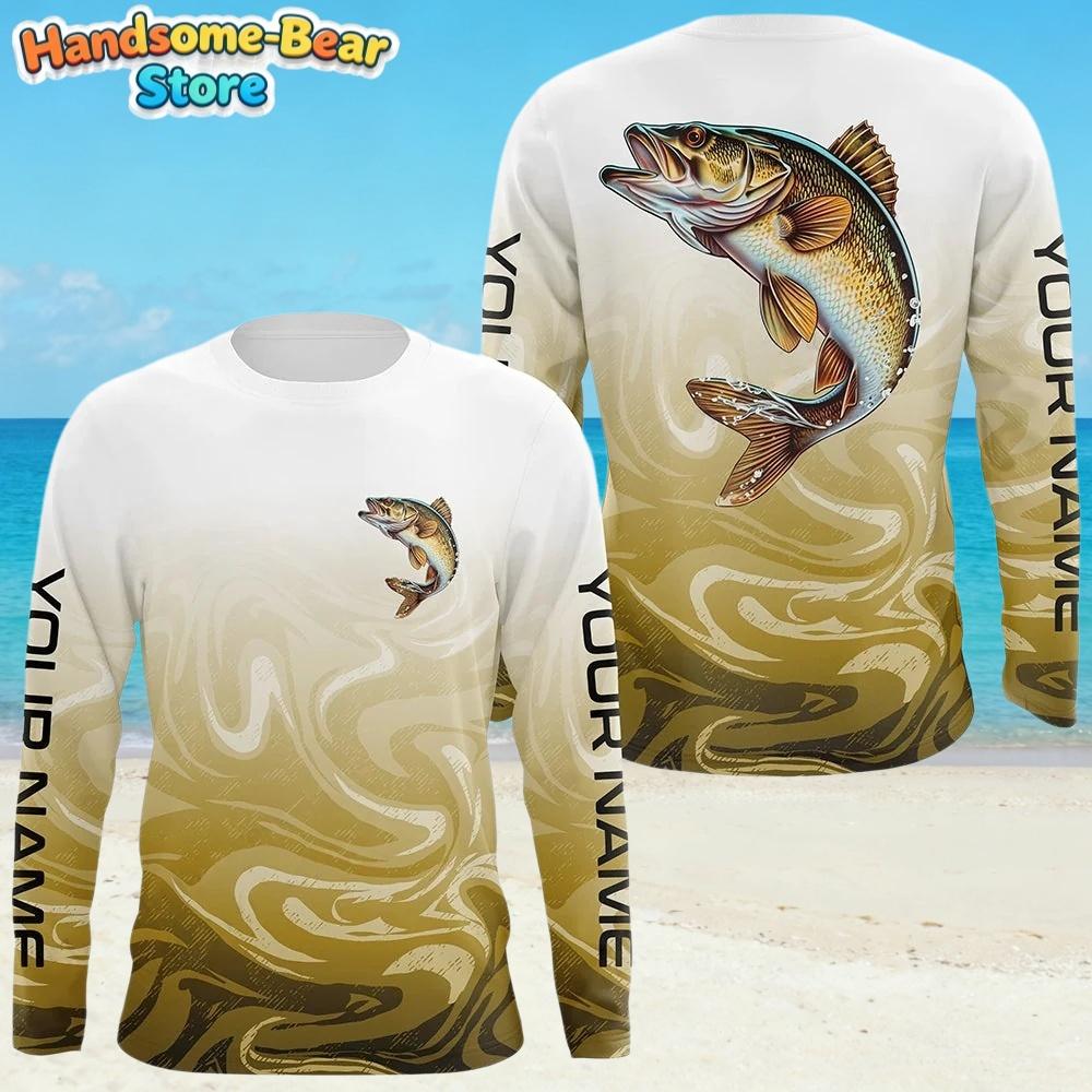 Men's T-Shirt Fishing Pattern Fashion Autumn Long Sleeve Casual Comfortable Boys Top Outdoor Sportswear Children's Clothing