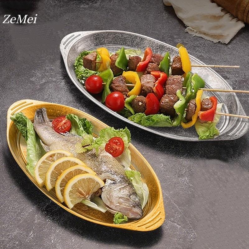 Piatto per cena in titanio puro per pesce grigliato, Piatto per frutta da campeggio resistente al calore per la casa, Piatti da cena, Vassoio per grigliata, Stoviglie, Utensili da cucina