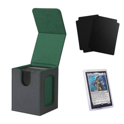 

Venssu Deck Case, Trading Card Case with Card Display Window, Holds 100 Cards, Double/Triple Sleeved, Vertical Storage, Two Dividers, and One Top Load