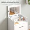 Toeletta da Trucco in Legno con Specchio Ribaltabile, 2 Cassetti e Sgabello, 50x40x113,5 cm, Bianco
