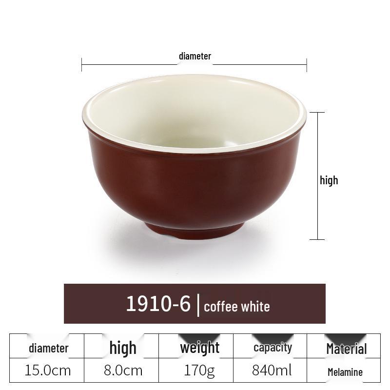 Melamine White Noodle Bowl, Imitation Porcelain, Large Plastic Soup/Rice Bowl for Commercial Use.