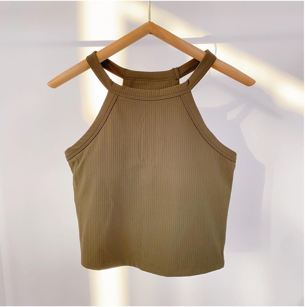 

Женский облегающий рубчатый топ-халтер для йоги Xi Yang Mu Xue - Ударопрочный и поддерживающий. Extra Large оливковое зеленый