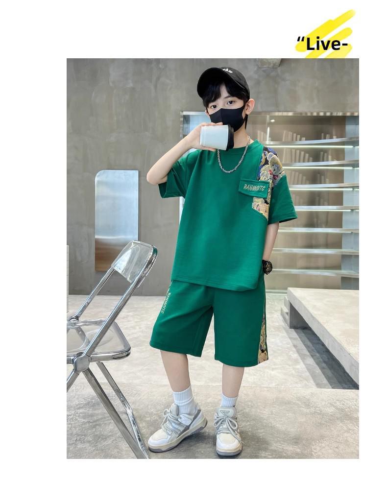 2024 Boys' Cartoon Summer Streetwear Two-Piece Suit - Cool, Trendy Clothing for Medium and Large Children