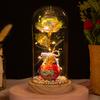 Love glass cover gold leaf flower ornament, creative mother's Valentine's Day gift, luminous simulated rose bouquet