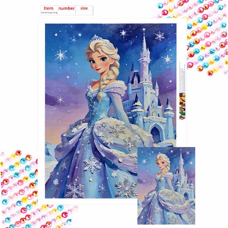 Disney Elsa Princess Frozen Castle Diamond Painting Art Mosaic Kit Handmade diy5D Home Decor Gift Round 20x30cm