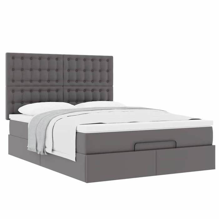 Cadre de lit avec matelas - Maison Exclusive - 140x200 cm - Similicuir - Rangement sous le lit