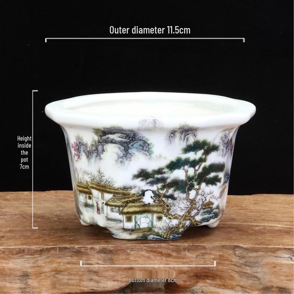 White Glazed Ceramic Succulent Pot - Mini Potted Plant for Office Desk or Balcony