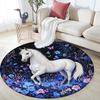 White Horse Round Area Rug,Carpet Rug for Living Room Bedroom Sofa Playroom Decor,Non-slip Floor Mat