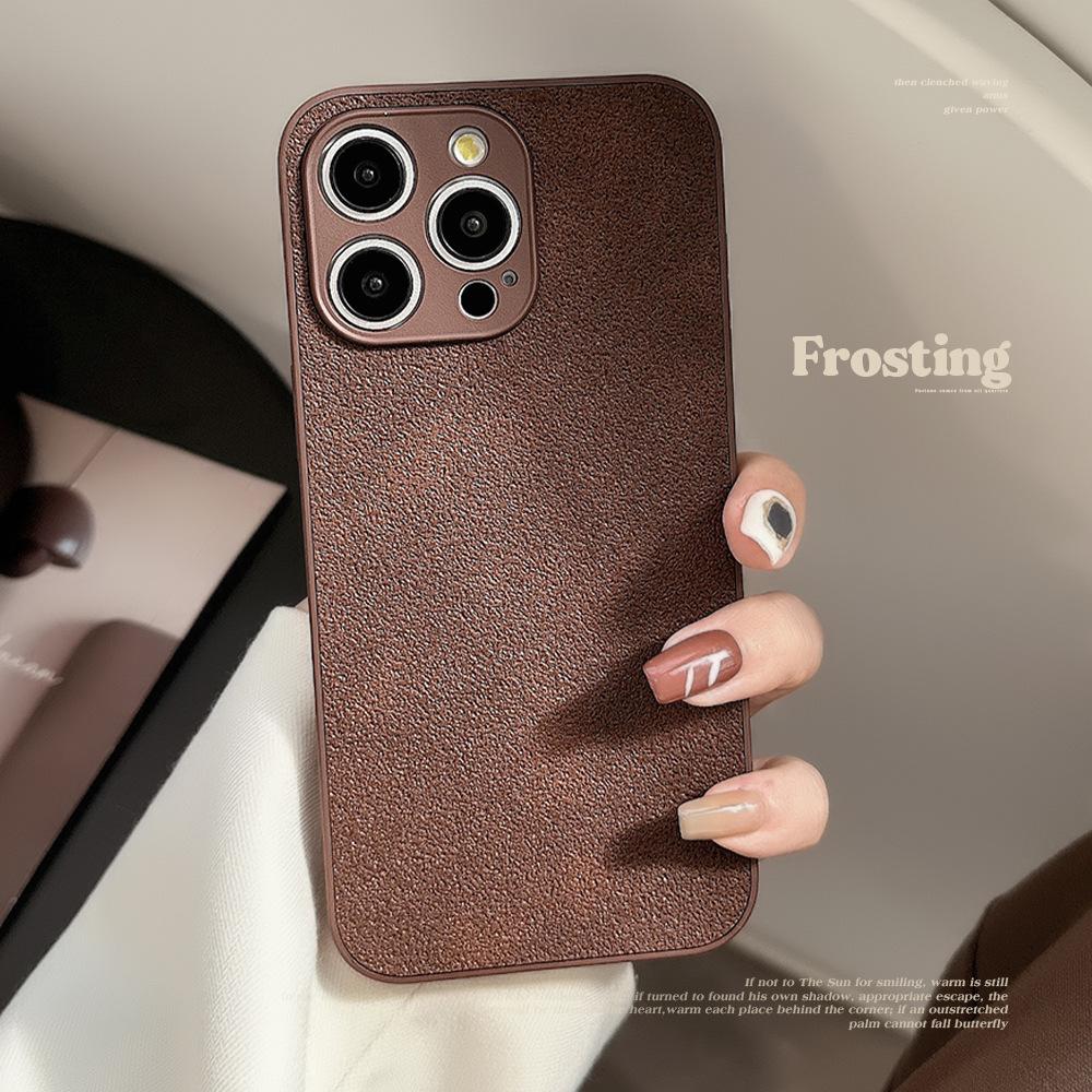 

Applicable To IPhone 15 Apple Phone Case 14promax Maillard Brown Ins Moon Pit Pattern 11 Leather 13 Advanced X 12pro(6.1)