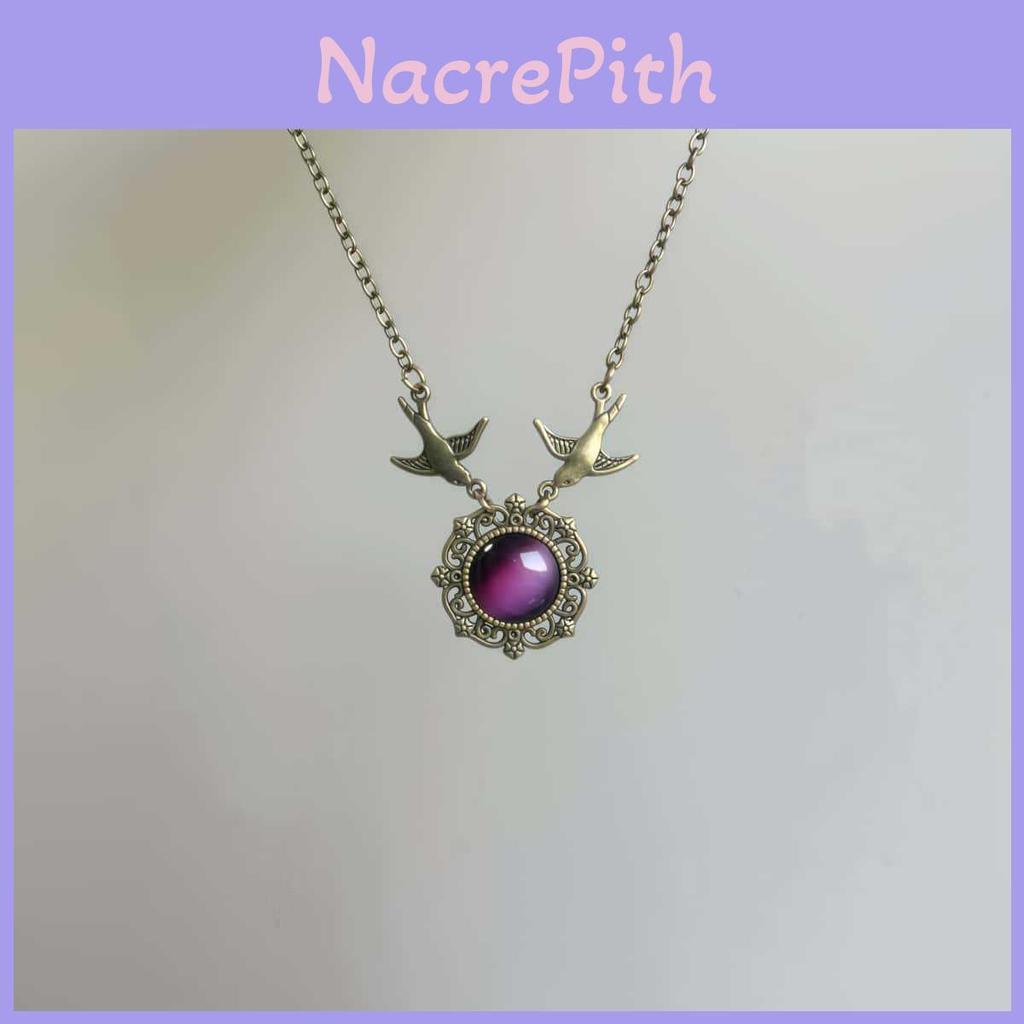 Retro Animal Charm Necklace With Colored Crystals And Copper Finish For Ladies