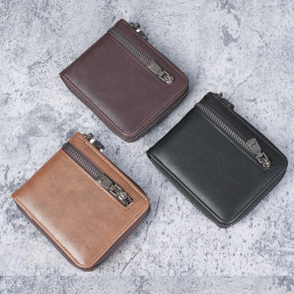 

Thin Men s Short Wallet Coin Purses Business Purse Retro Fold Wallet Male коричневий