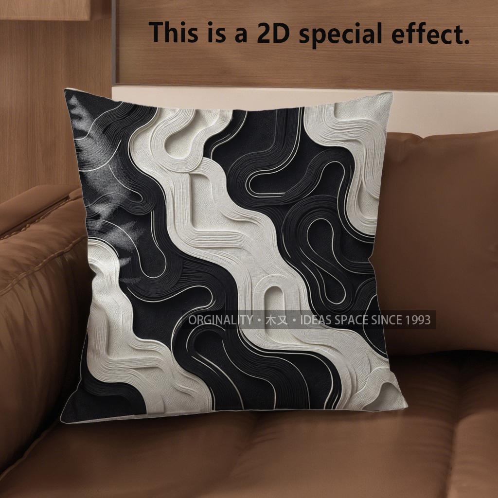 2D Geometric & Wave Pattern Digital Print Pillow Covers Pattern Cushion Cover Suitable For Sofa Bedroom Car Pillow Cover