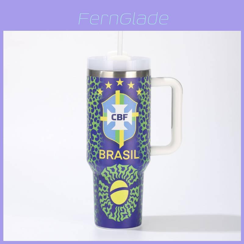 Globální fotbalový pohár 40oz izolovaný cestovní hrnek s uchem pro sportovní fanoušky