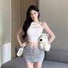 Summer Short Small Suspender Vest Women's Fashion Chic Design Sense Pure Desire Wind Hollow Sexy Sleeveless Inner Top