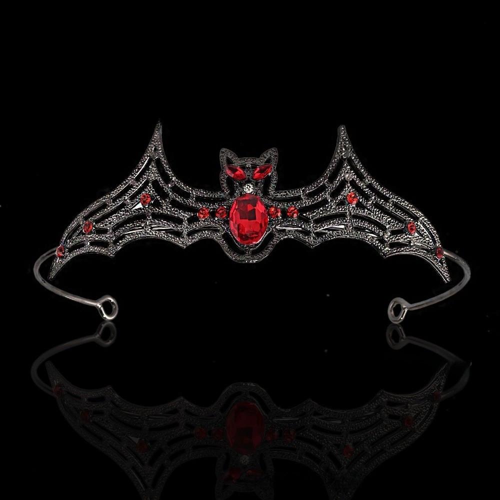 Metal Halloween Bat Hairband Sparkling Halloween Tiara Retro Rhinestone Crowns Party