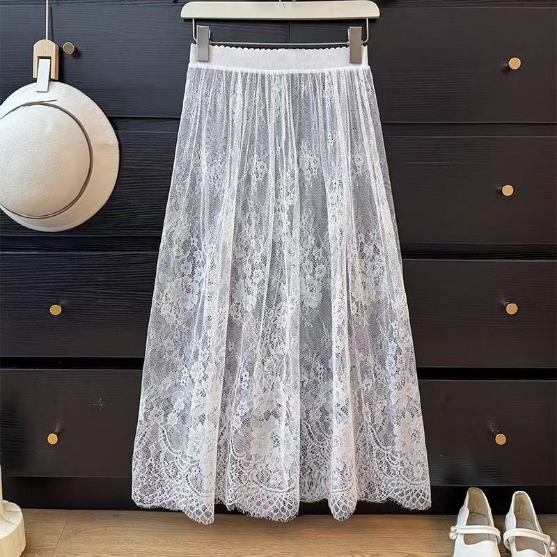 Women's Lace Half Petticoat for Qipao Dress, Black Inner Underskirt with Lace Trim for Formal Wear