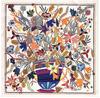 New Brand Bandana Shawl 100% Twill Silk Scarf 130cm Square Scarves Plant Vase Print Kerchief Woman Headband Hijab Scarf&Wraps