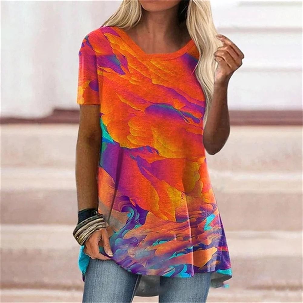Summer Abstract T-Shirts 3D Printed Streetwear Women's Elegant Fashion Oversized O-Neck T Shirt Female Ladies Tees Tops Clothing