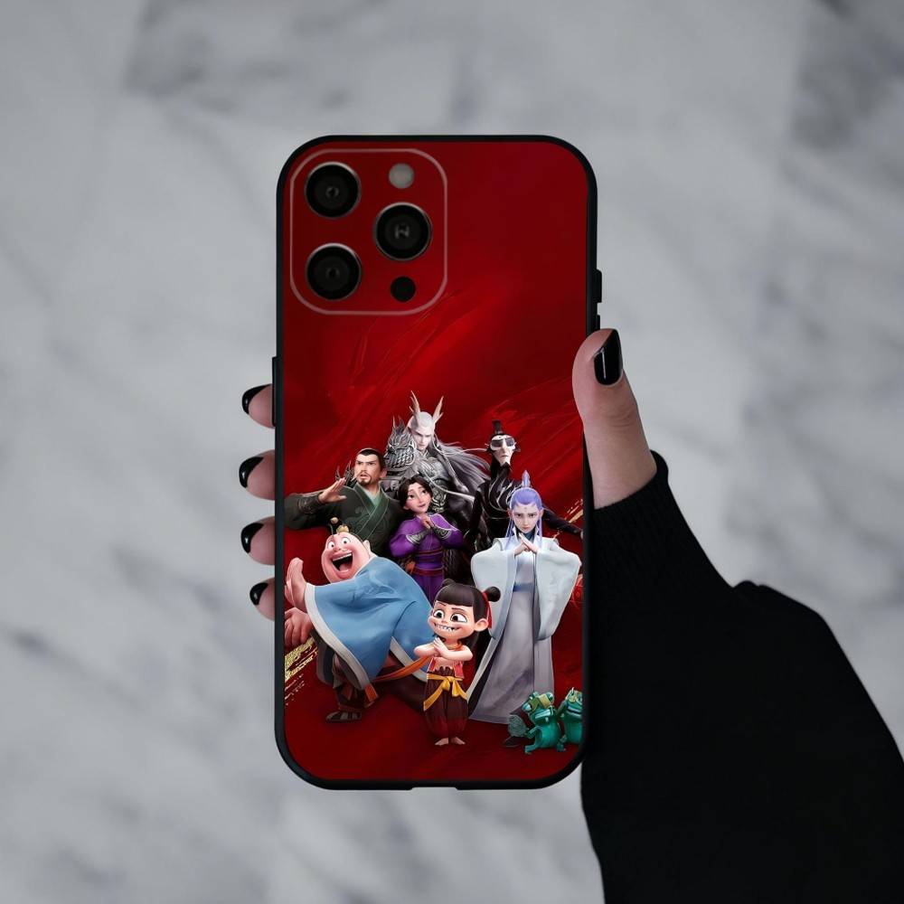 Amusing Film Ne Zha Phone Case For iPhone 17pro,16,15,14,13,12,11 Plus,Pro Max,XS,Soft Silicone Black Cover