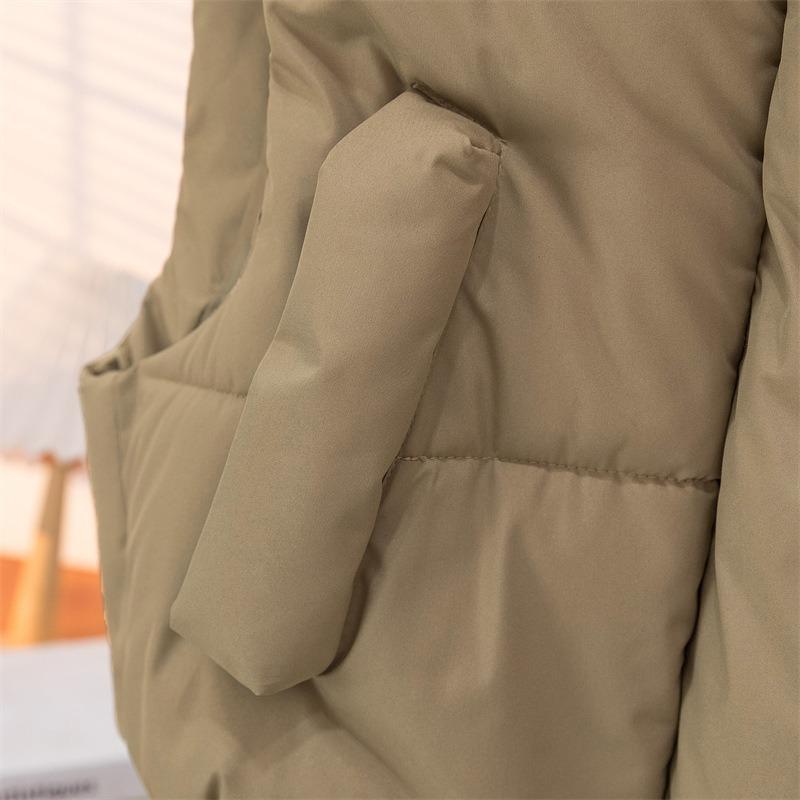 Bavlněná vesta dámská stojáček zahuštěná volná krátká malý voňavý vítr bez rukávů bavlněná vesta kabát vlna