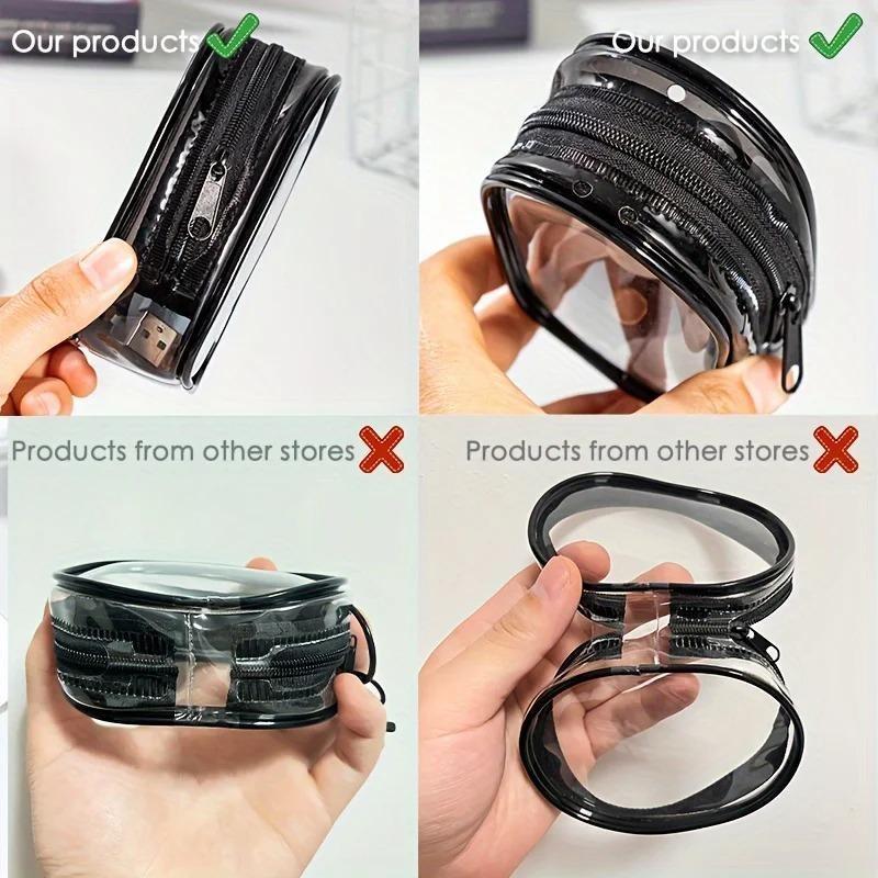 New Portable Mini Transparent Storage Bag with Zipper Multi-functional Headphone and Charger Case Travel Accessories Waterproof PVC Material