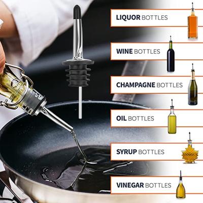 4 Pièces Bec Verseur Huile d'Olive en Acier Inoxydable Bouchons à Vin avec Bouchons Anti-Poussière Étanches Verseurs de Bouteille d'Alcool Anti-Fuite Becs Verseurs Rapides Outils de Bar