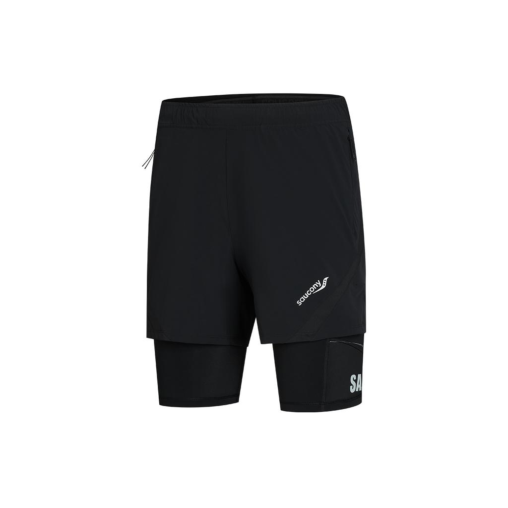 SAUCONY Two-In-One Fashion Versatile Mid-Rise Casual Shorts Men Shorts SA2269DP41T-BK001