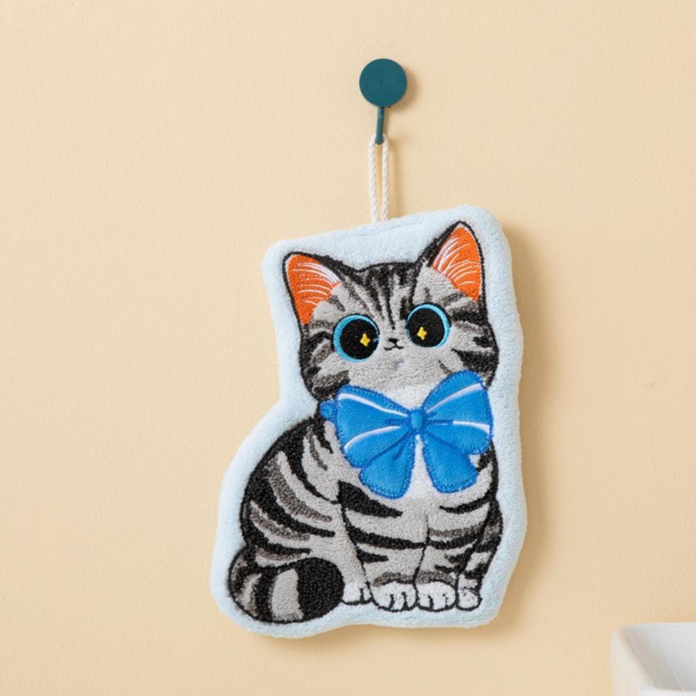 Cute Cat Hand Towel Soft Washcloth High Quality Bathroom Kerchief  Kitchen