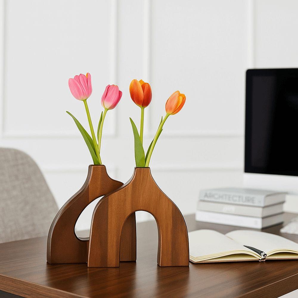 Simple Style Wooden Vase Solid Wood Floral Arrangement Vase Nordic Style Vase  Floral Display
