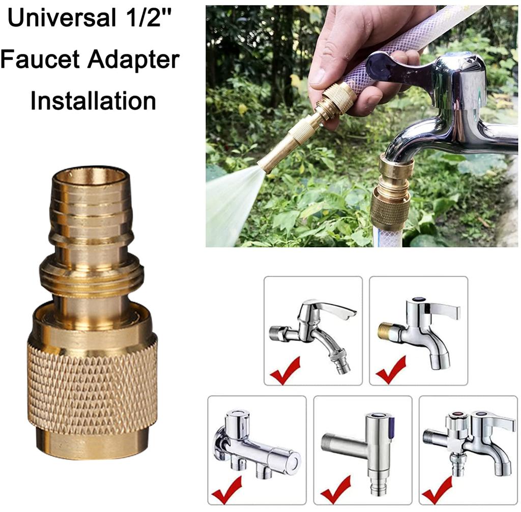 1/2" 3/4" Brass Hose Nozzle High Pressure for Car or Garden Adjustable Water Sprayer from Spray to Jet Heavy-Duty Hose Nozzle