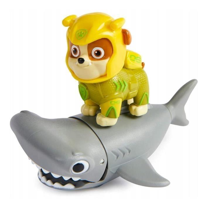 Figurine - spin master - paw patrol aqua pups - rubble - poisson hammer - jaune