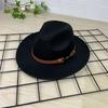 Vintage Gentleman Flat Brim Solid Color Panama Hat With Belt