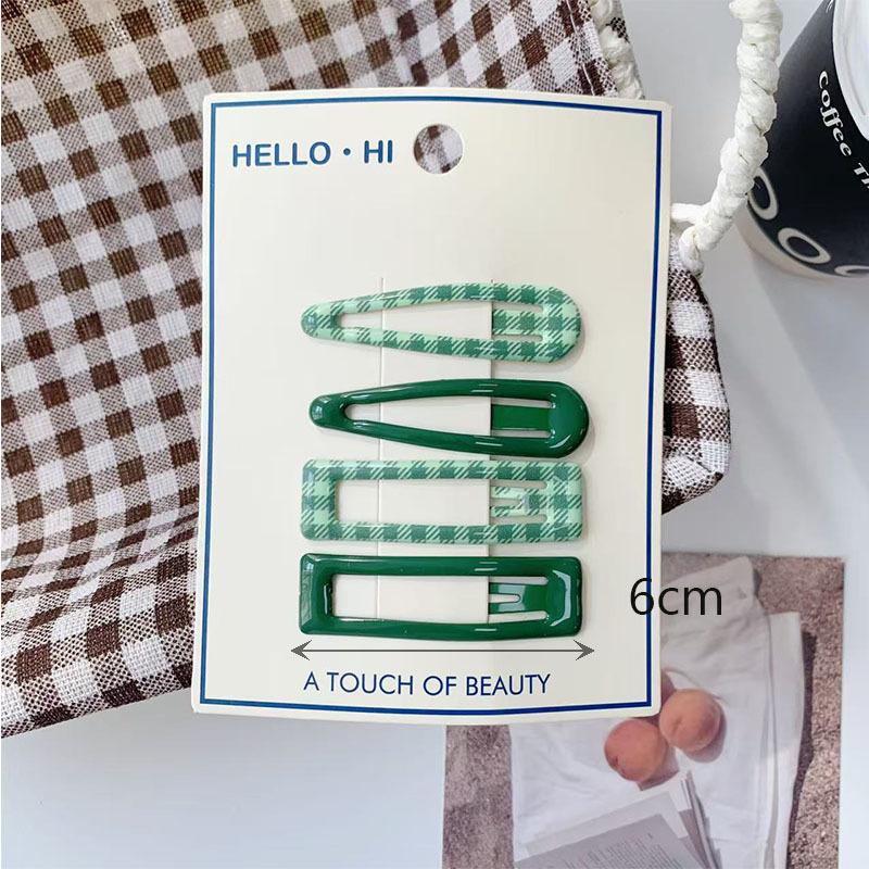 4Pcs/Set Retro Morandi Plaid Bb Hair Clips Daily Side Bangs Clip Baby Hairpin For Women And Girls Hair Accessory