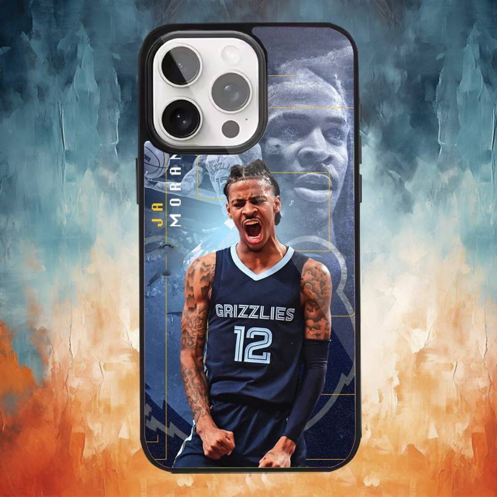 Custodia per Telefono da Basket J-Ja Morant 12 Per iPhone17,16,15,14,13,12,11 Plus,Pro Max Ricarica Wireless Magnetica Magsafe