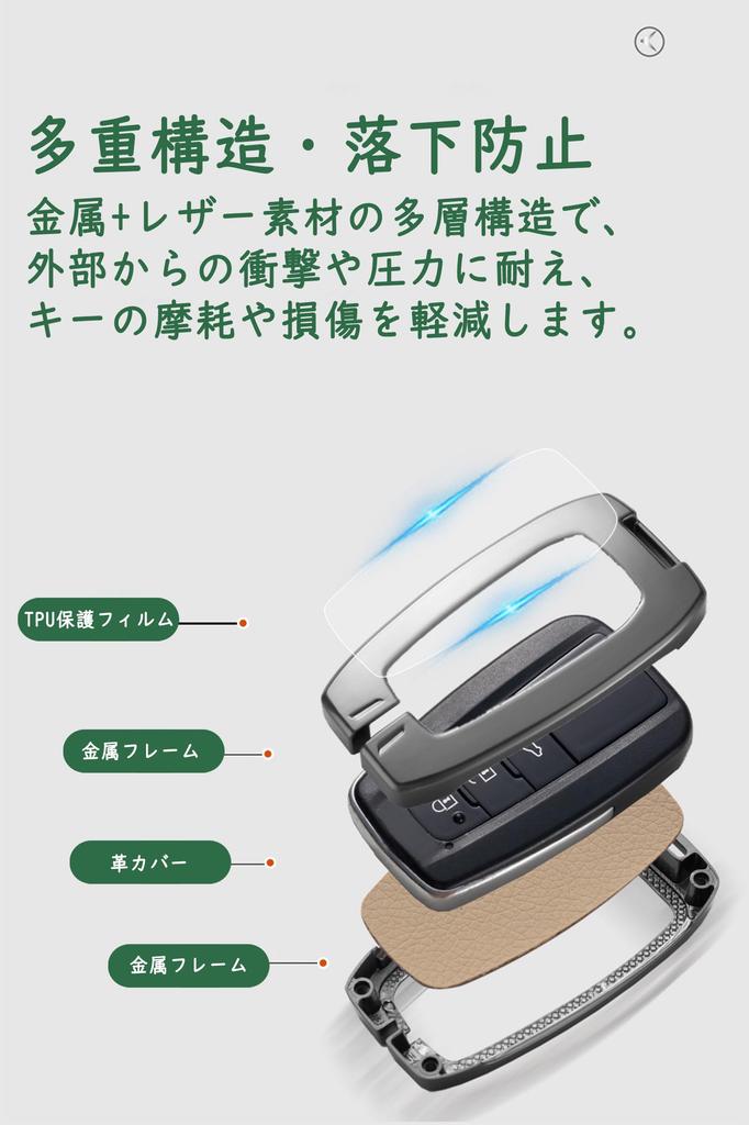 Toyota Key Case, Key Cover, Key Holder, Alloy + Leather, Compatible with RAV4 50