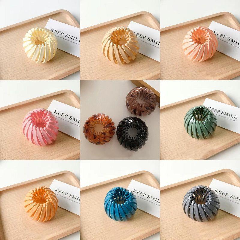 Pince à cheveux chignon en forme de nid d'oiseau en plastique extensible vintage géométrique pour faire des chignons, pinces à cheveux, support queue de cheval pour filles