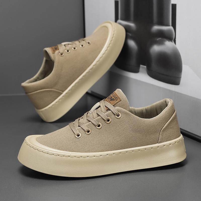 Fashion Comfortable Anti Slip Breathable Board Canvas Sneakers Man 2025 Spring New Men's Casual Shoes Retro Thick Bottom Low-top