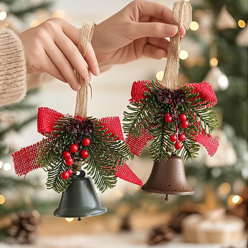 Merry Christmas Wooden Sign Christmas Diy Decorative Handicrafts Window and Door Bows Pinecone Bells Ornaments Small Gifts