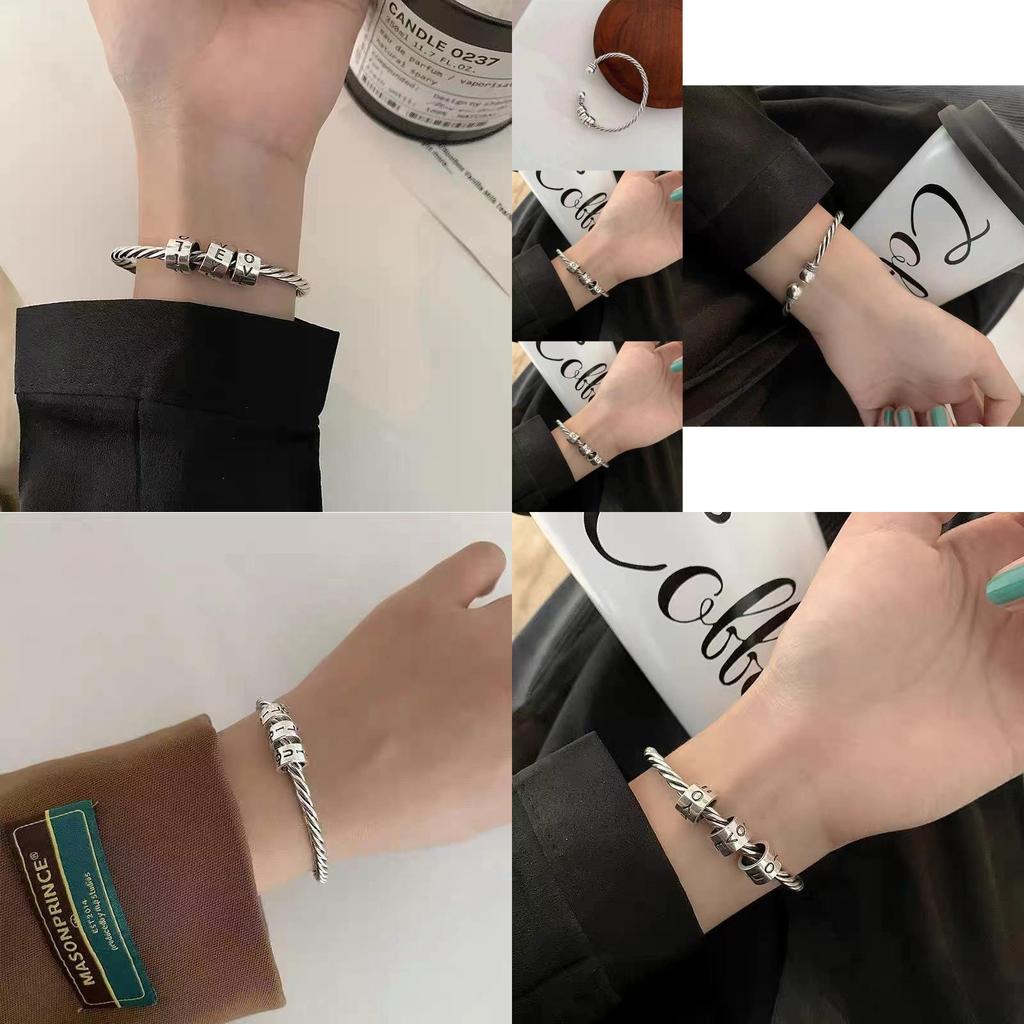 Retro Design Love Letter Bracelet For Women Copper Geometric Fashion Accessory