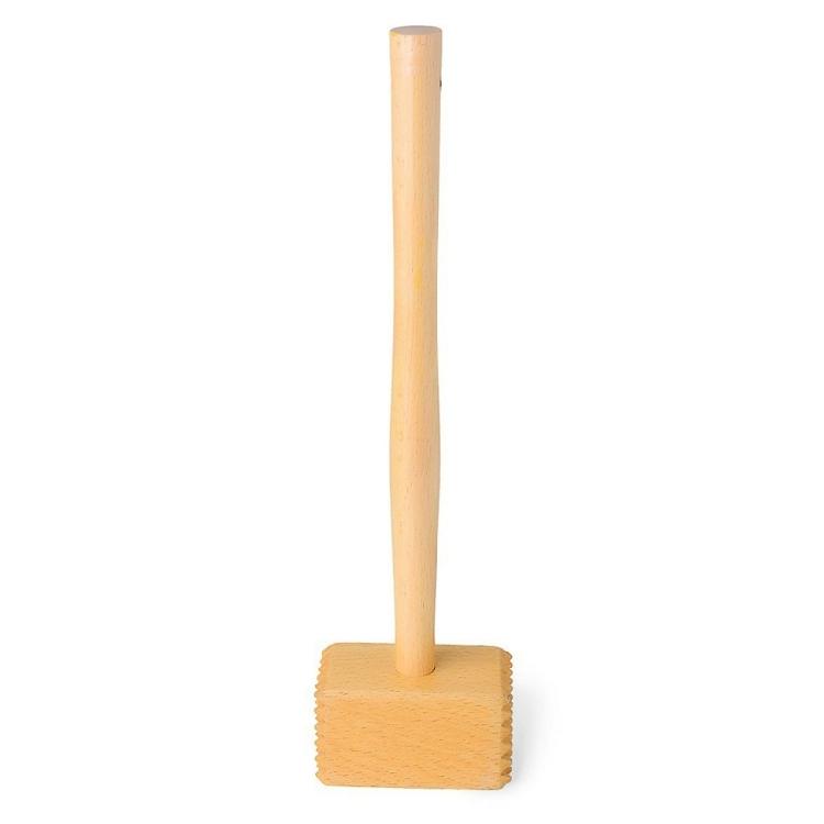 Wooden Duals Sided Meat Tenderizer for Professional Home Cooking Wood Knocking Hammer with Nonslip Handle