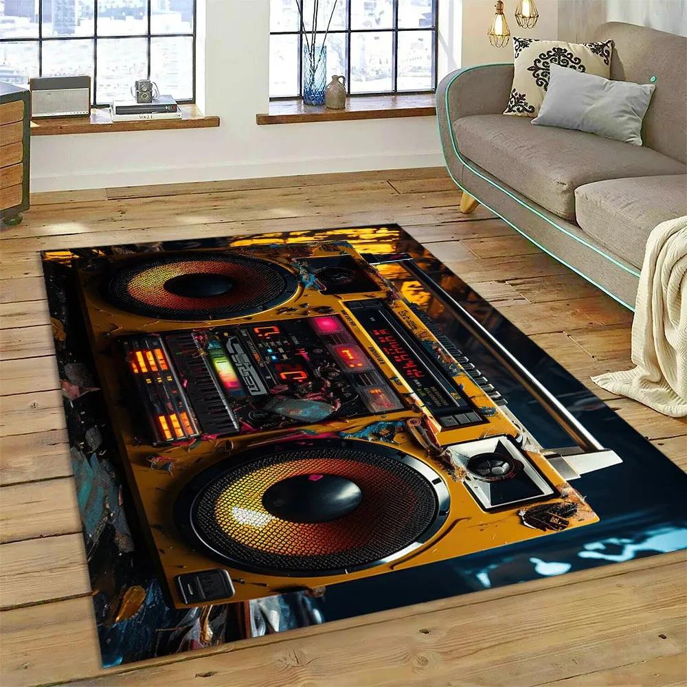 Retro Cassette Tape Carpets for Living Room Decoration Home Hallway Balcony Bathroom Mat Non Slip Parlour Sofa Large Floor Rug